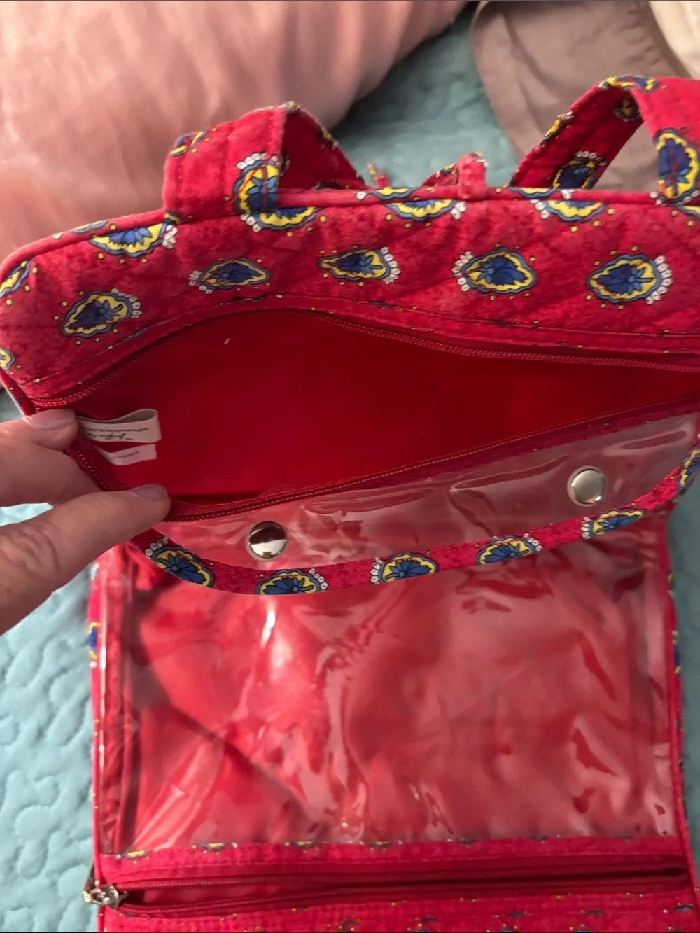 Travel Makeup bag . Roomy Americana Quilted